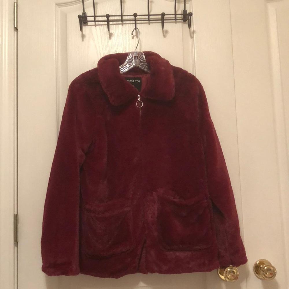 Red Faux Fur Jacket/Coat
